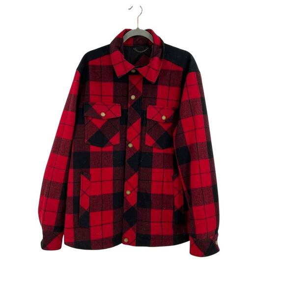 Pendleton Mount Hood Flannel Jacket Buffalo Plaid Wool Quilted Red Black‎ XL - Picture 1 of 10
